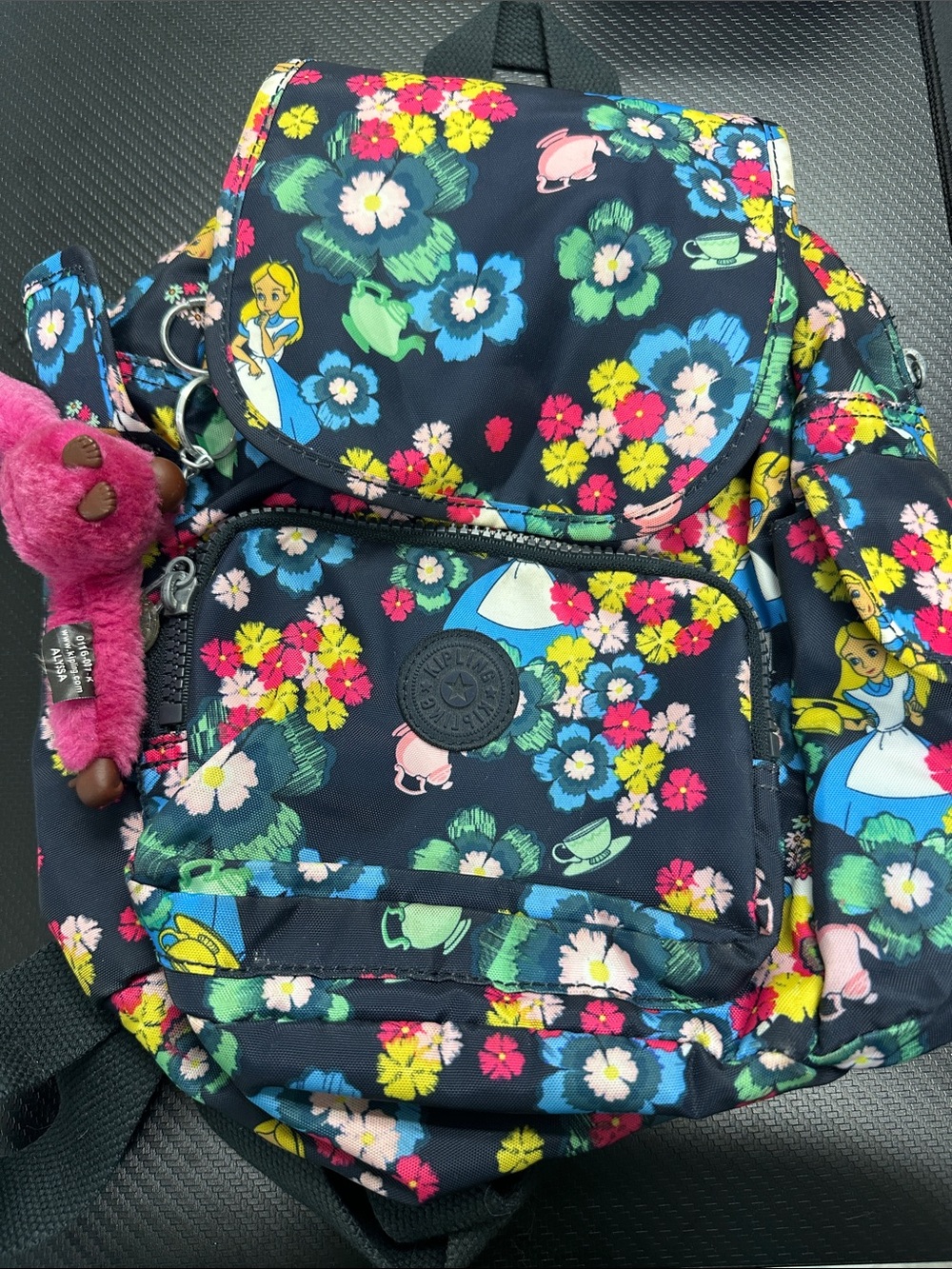 Kipling Navy Floral Alice Mini Backpack